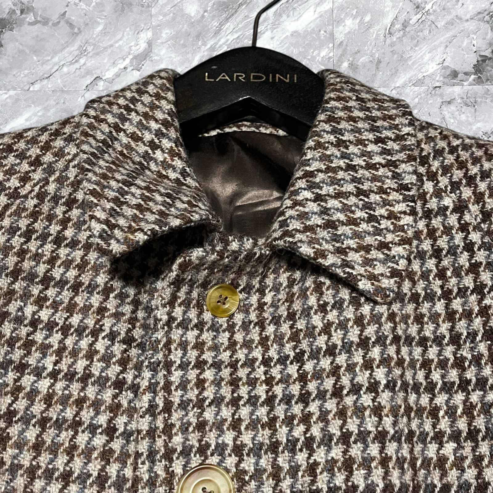 Harris Tweed ハリスツイード ステンカラーコート ロングコート 千鳥格