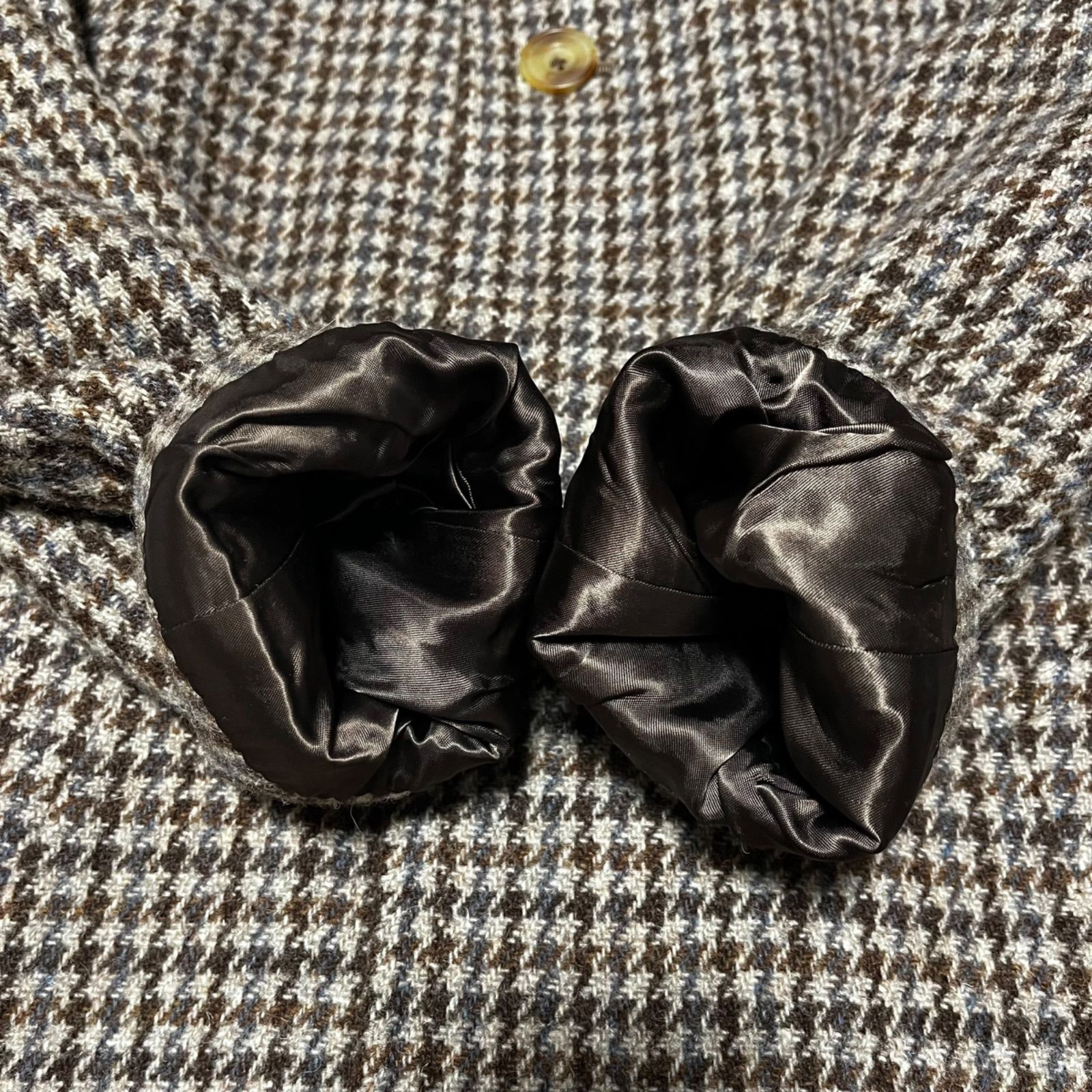 Harris Tweed ステンカラーコート ハウンドトゥース L 千鳥格子 Harris Tweed ステンカラーコート ハウンドトゥース L 千鳥格子