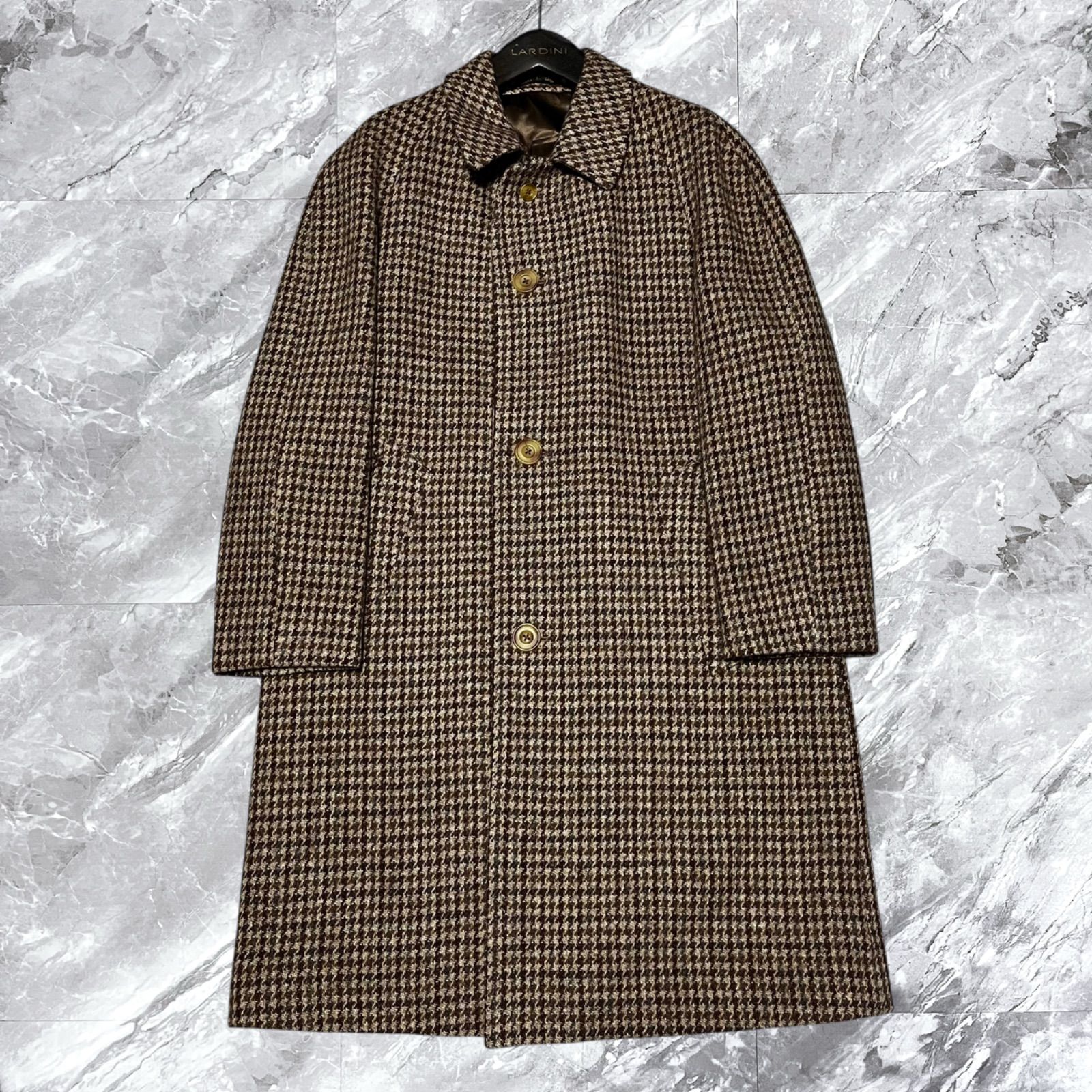 Harris Tweed ステンカラーコート ハウンドトゥース L 千鳥格子 Harris Tweed ステンカラーコート ハウンドトゥース L 千鳥格子