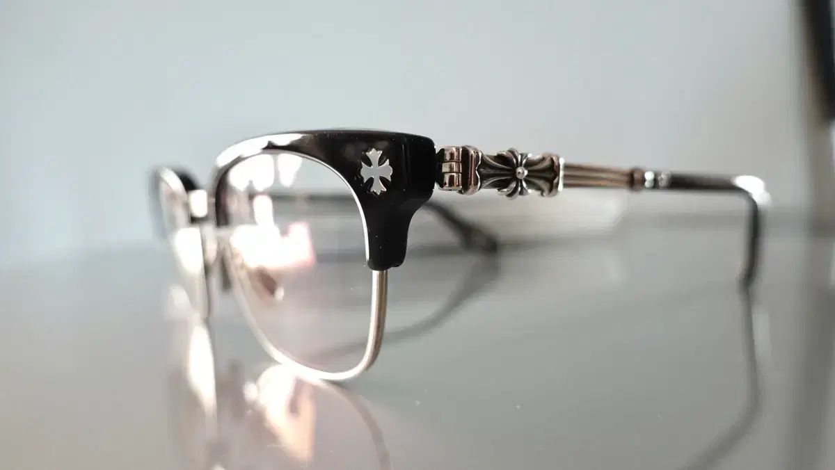 CHROME HEARTS クロムハーツ ボネンノイシュア2 ブラック ブラッシュドシルバー メガネ