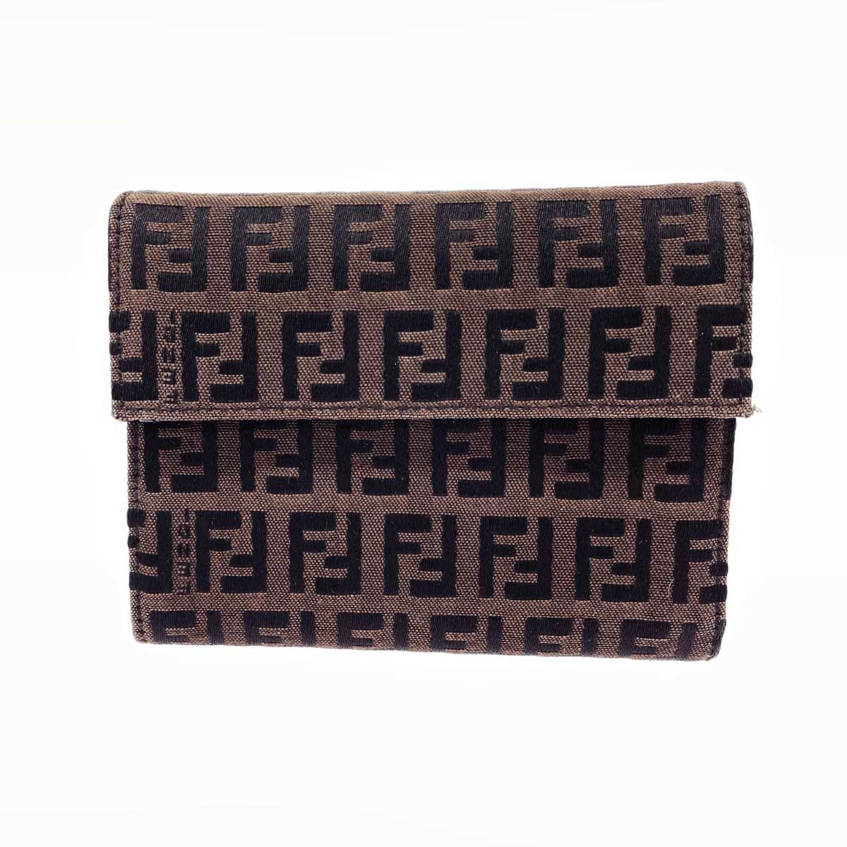 FENDI フェンディ 三つ折り財布 ズッキーノ/ミニズッカ/ナイロン 