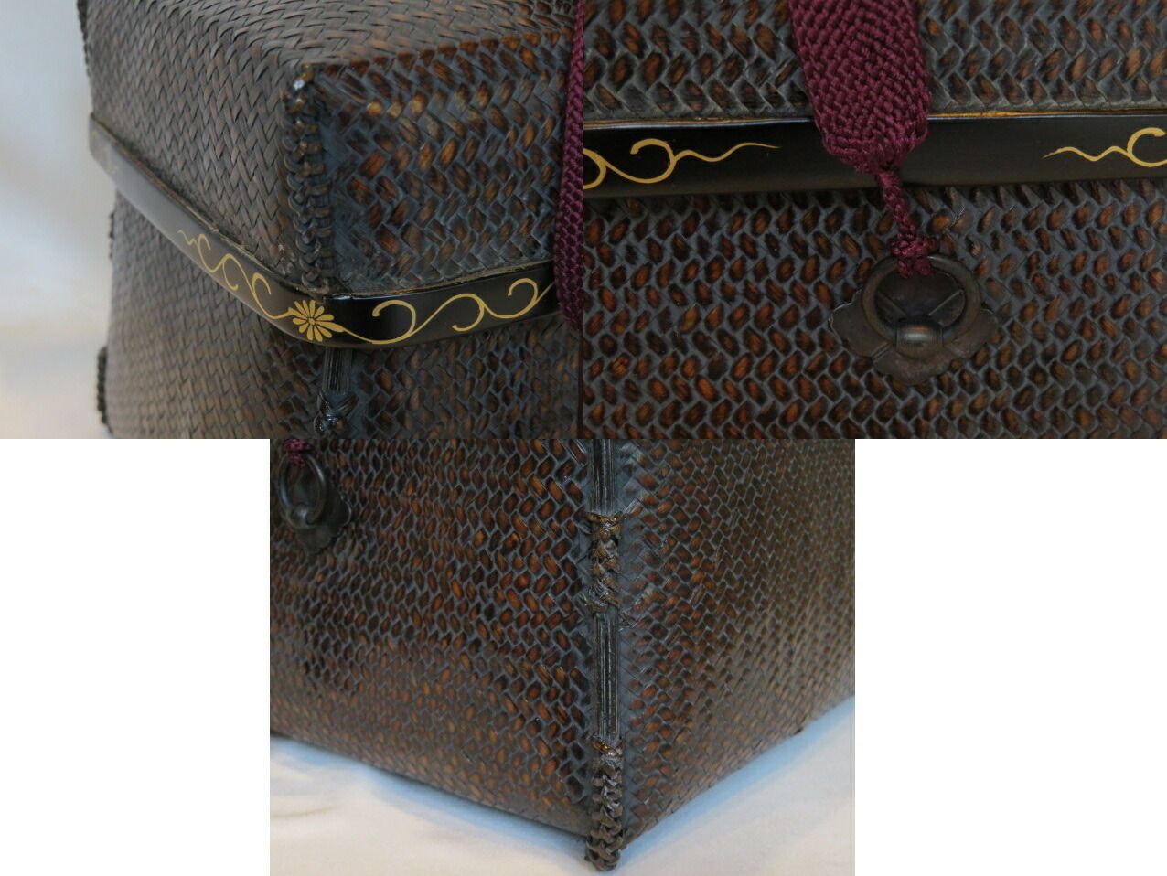 十二月◇特売品）竹籠師 和田菁竺作 御所籠 上茶杓と皆具添 〔野点