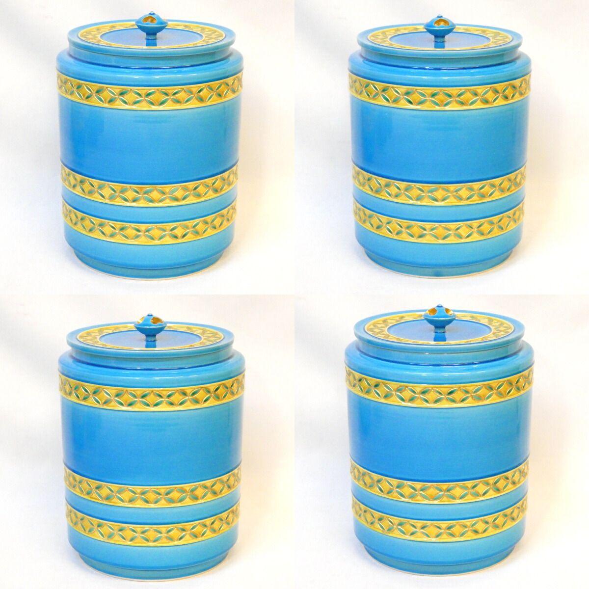 十二月の特売品】平安 中村翠嵐作 浅黄交趾 七宝彫 皆具 帯七宝 高級