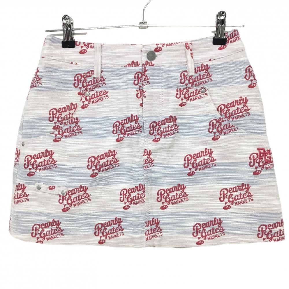 パーリーゲイツ スカート ライトピンク×ピンク ロゴ刺しゅう 売り生地