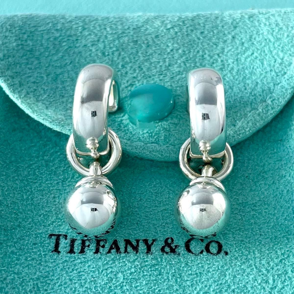 オールドティファニー ボール ダングル イヤリング シルバー P35fe