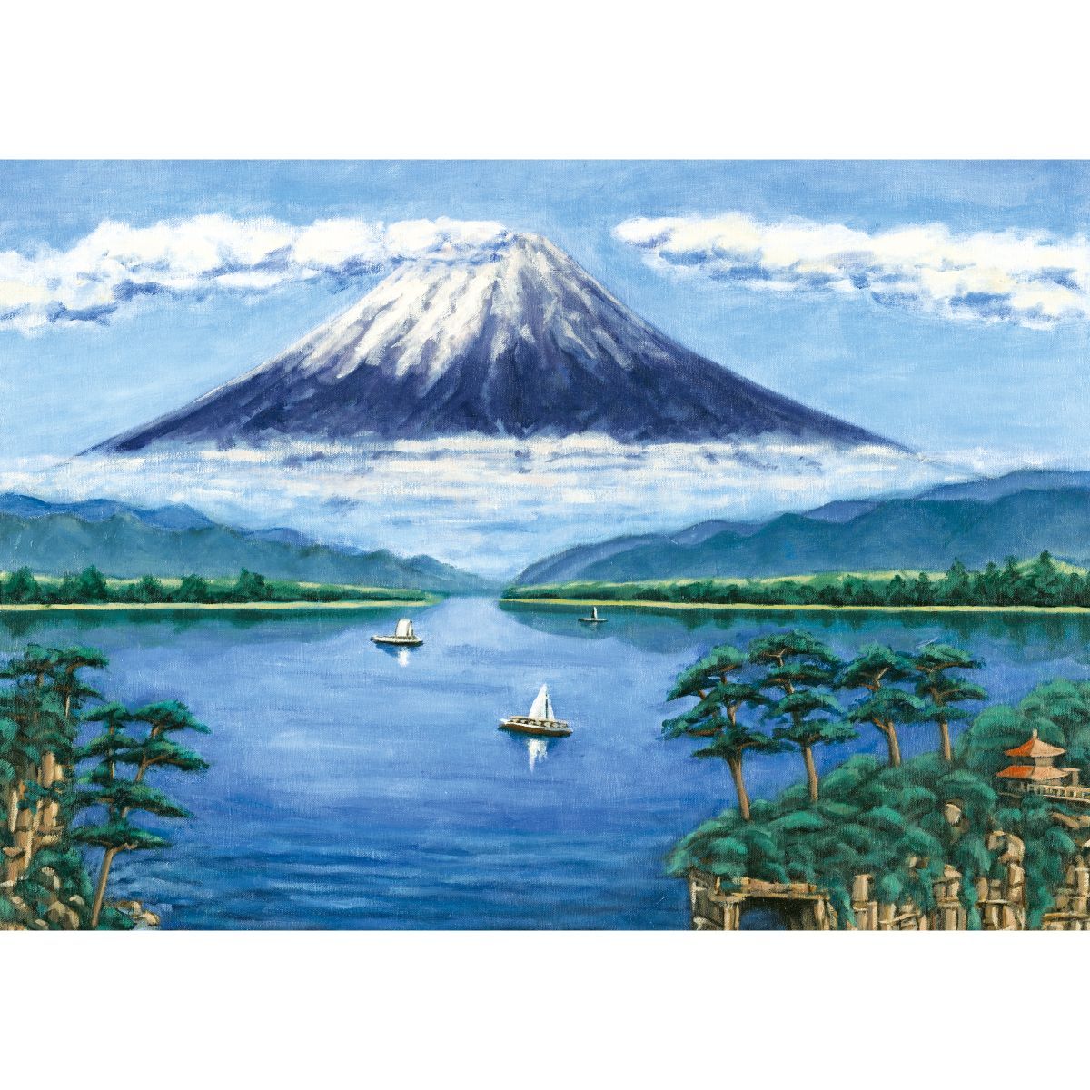 湖畔の富士山 銭湯画 B お風呂ポスター 防水ポスター