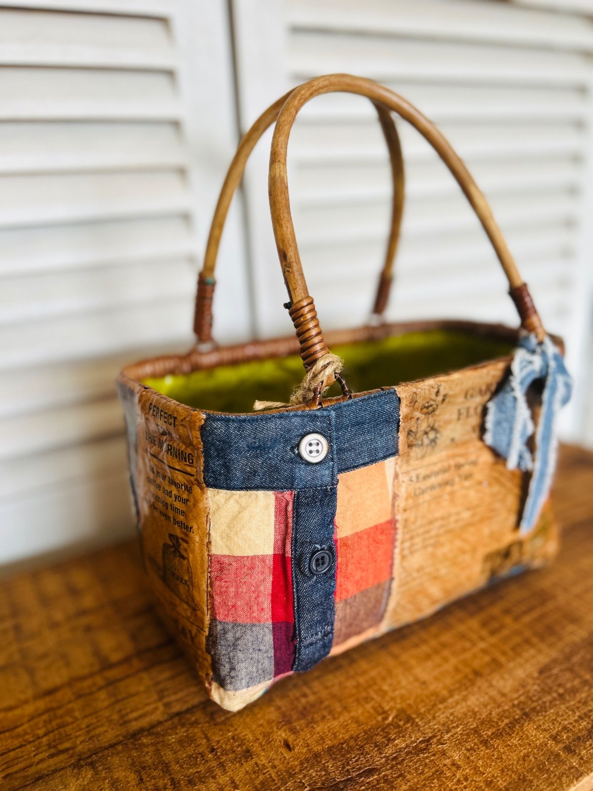 注文 一閑張り竹籠バッグ