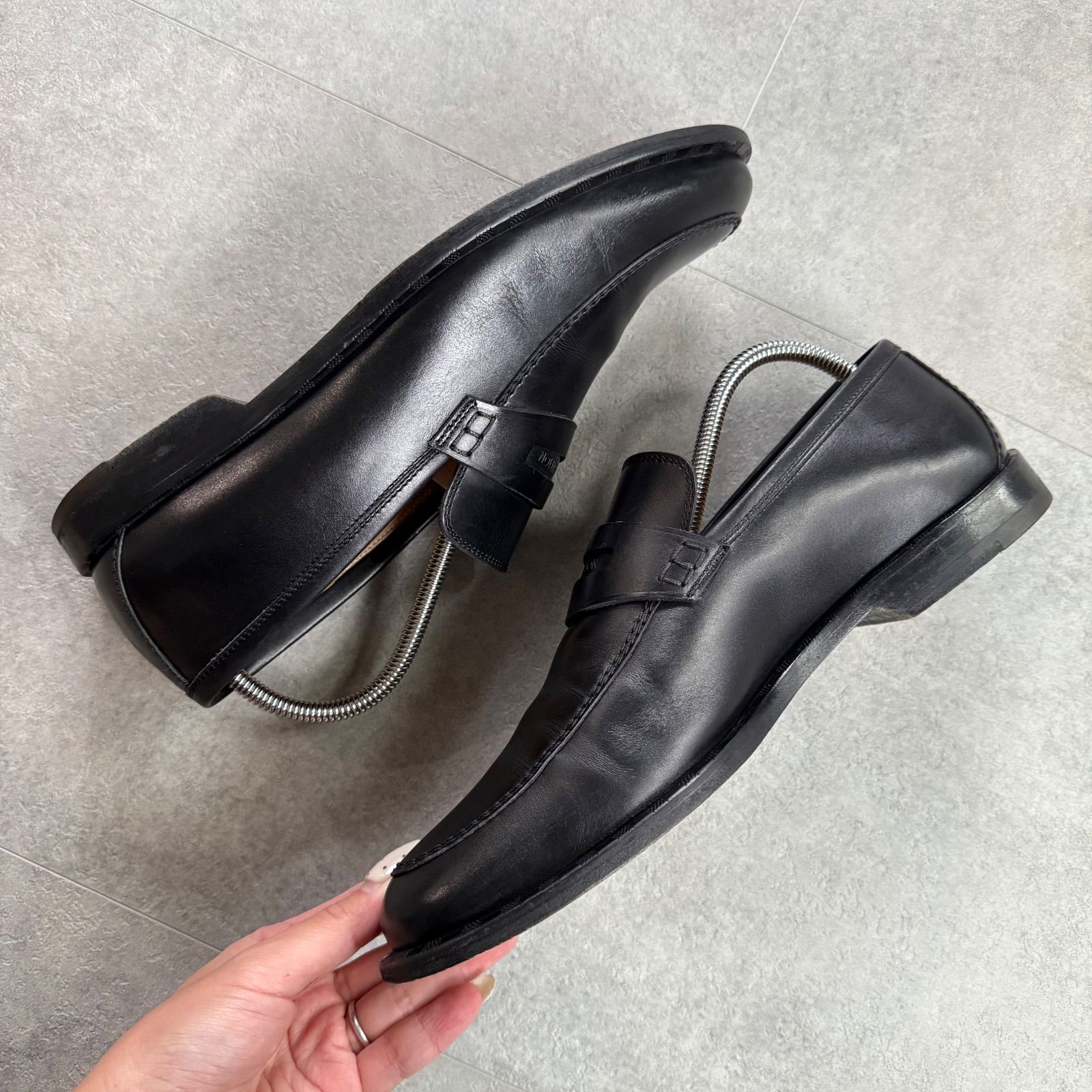 LOUIS VUITTON ルイヴィトン ダミエ ロゴ レザー ペニーローファー 6