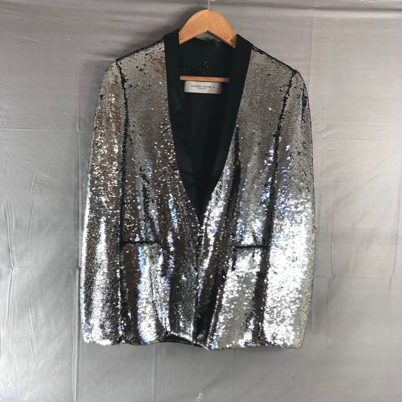 ゴールデングース GOLDEN GOOSE ジャケット 総スパンコール フェイクポケット イタリア製 袋付き タグ付き シルバー系 929404