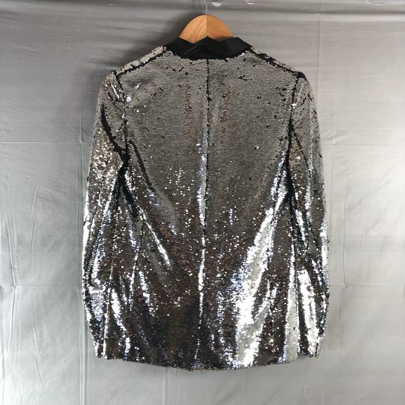 ゴールデングース GOLDEN GOOSE ジャケット 総スパンコール フェイクポケット イタリア製 袋付き シルバー系 929404