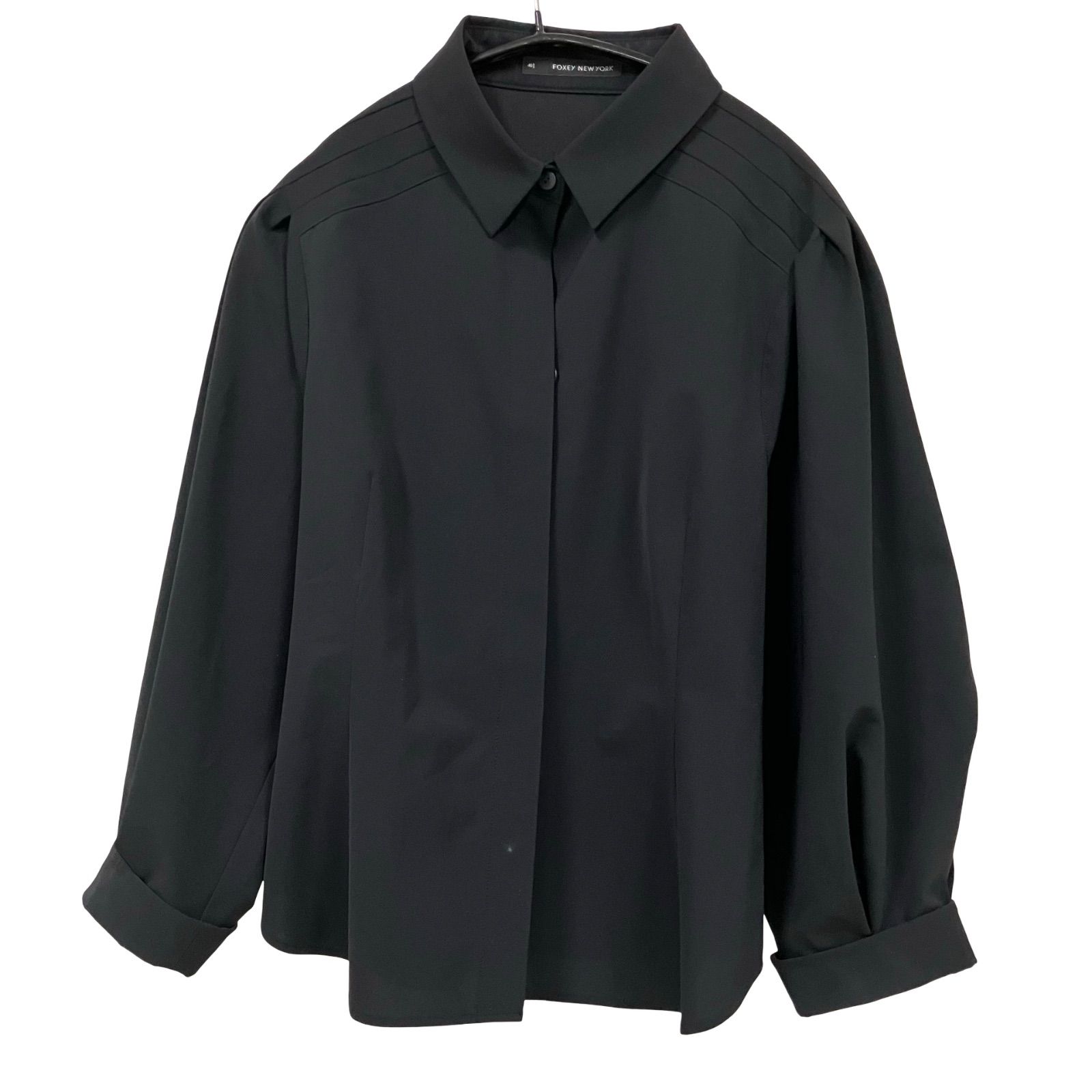 CC3 FOXEY NEW YORK フォクシーニューヨーク 八分丈ブラウス ブラック フォーマルブラウス オフィス 40サイズ レディース