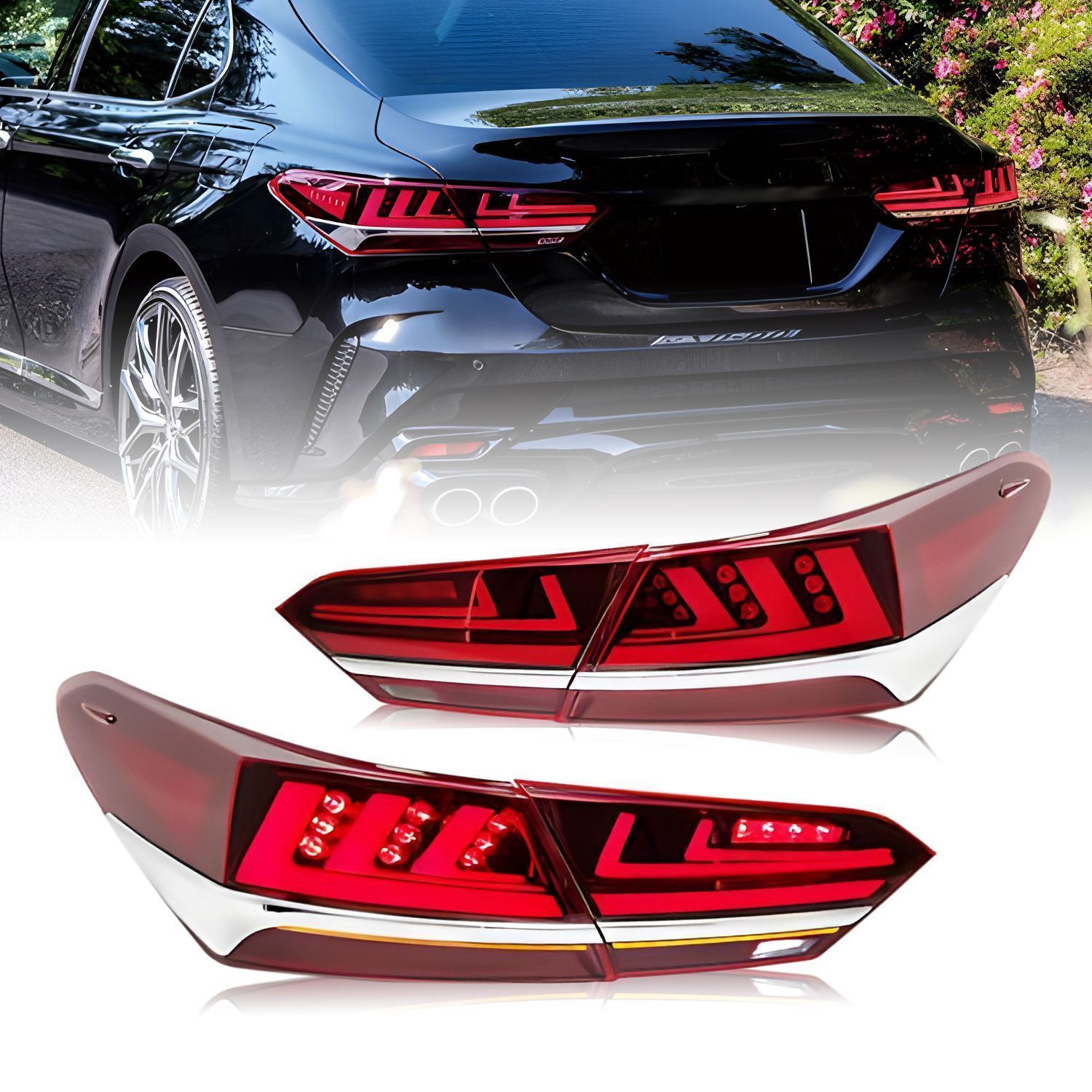 【送料無料】18-22年式トヨタCAMRY用LEDシーケンシャル流れるウインカー尾灯