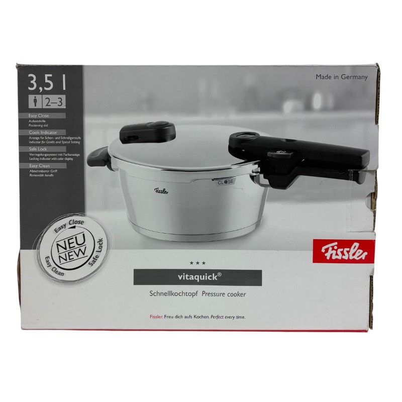 ♥ フィスラー Fissler ビタクイック プラス 3.5 L 圧力鍋 ドイツ製 レシピ付属 外箱傷みあり 金属部わずかに経年変色 本体 22 cm