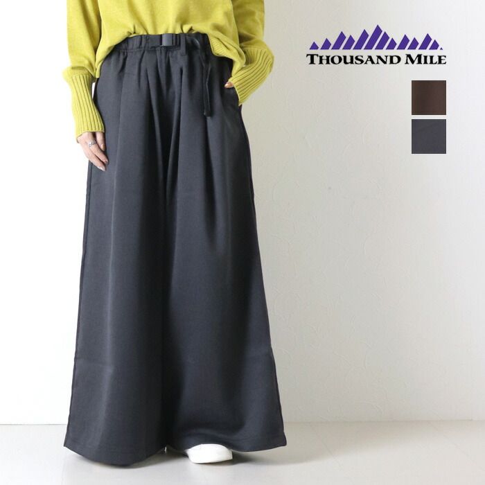 サウザンドマイル MILE ウールライクウェーブアジャストワイドパンツ イージーパンツ レディース 2025秋冬