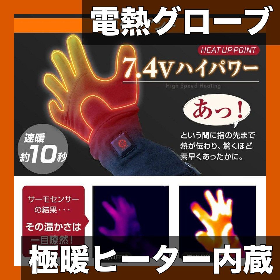 暖ヒーターグローブ 電熱インナーグローブ バイク 通勤 通学 スキー 雪かきに 男女兼用 防寒対策 ギフトに最適 Furdo Mサイズ