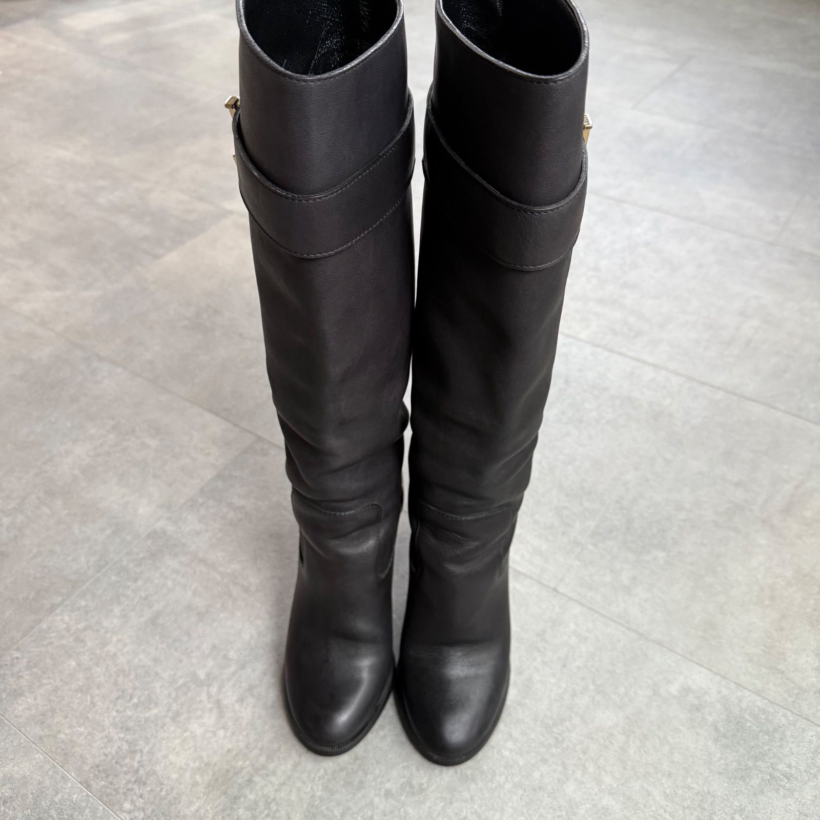 LOUIS VUITTON ルイヴィトン LV ロゴ金具 ベルト レザーブーツ