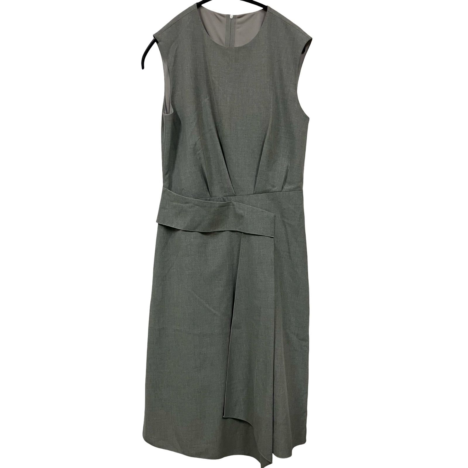 美品　FOXEY NEW YORK ノースリーブワンピース グレー CC3 FOXEY NEW YORK フォクシーニューヨーク グレーワンピース ひざ丈