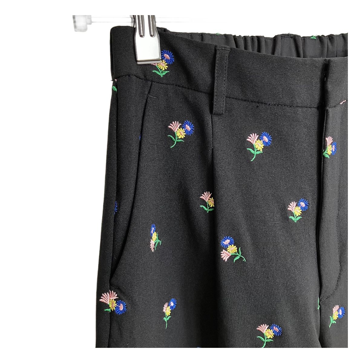 machatt エンブロイダリーワイドパンツ 36 ブラック 黒 マチャット 花