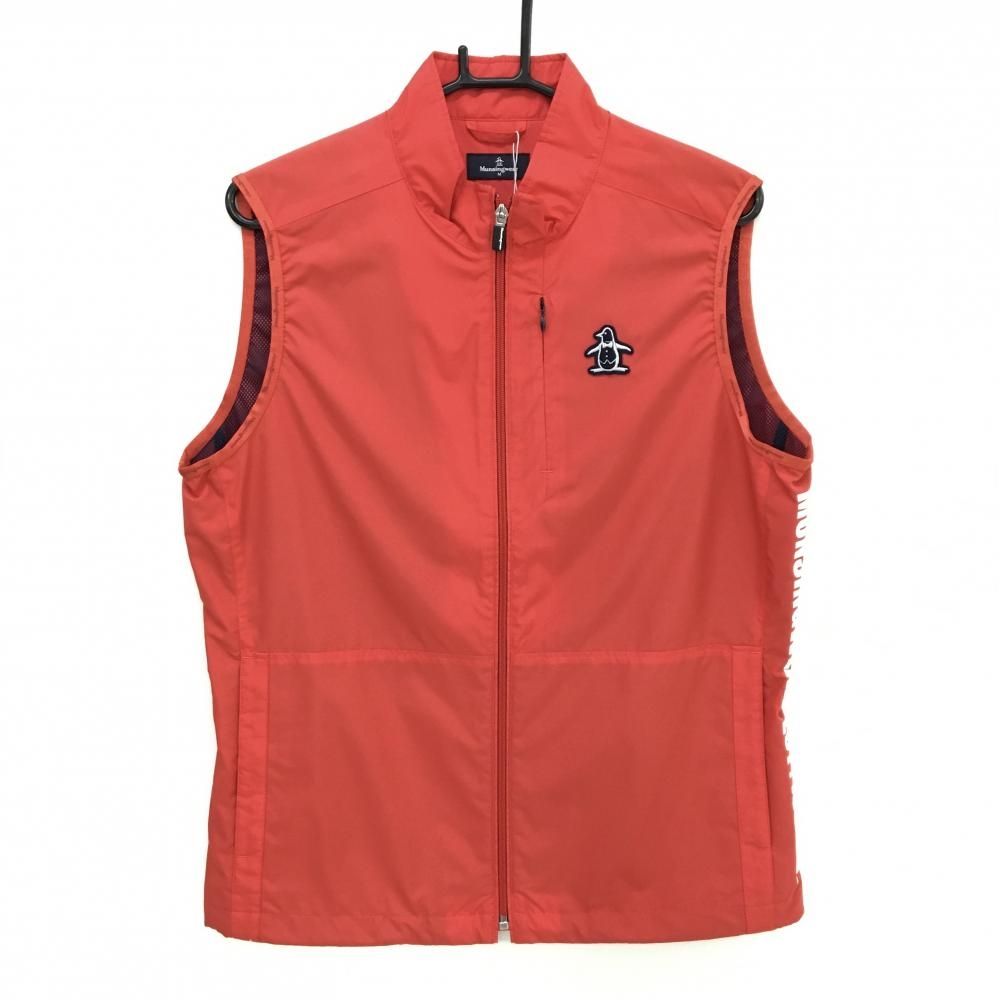 マンシングウェア アウターベスト レッド ワッペンネイビー 裏地メッシュ メンズ M ゴルフウェア Munsingwear