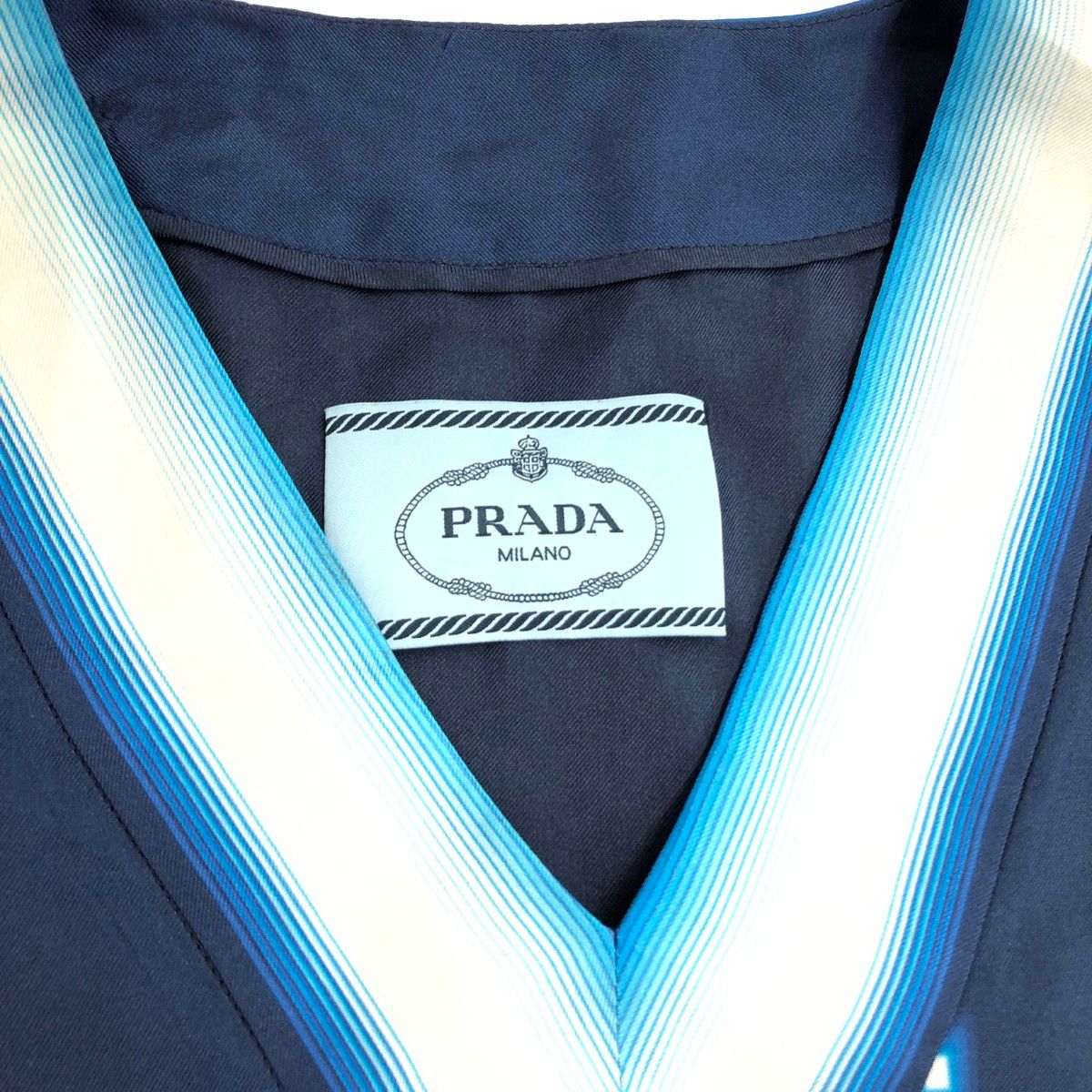 PRADA プラダ ノースリーブワンピース サイズ:38 シルク100％ ブルー