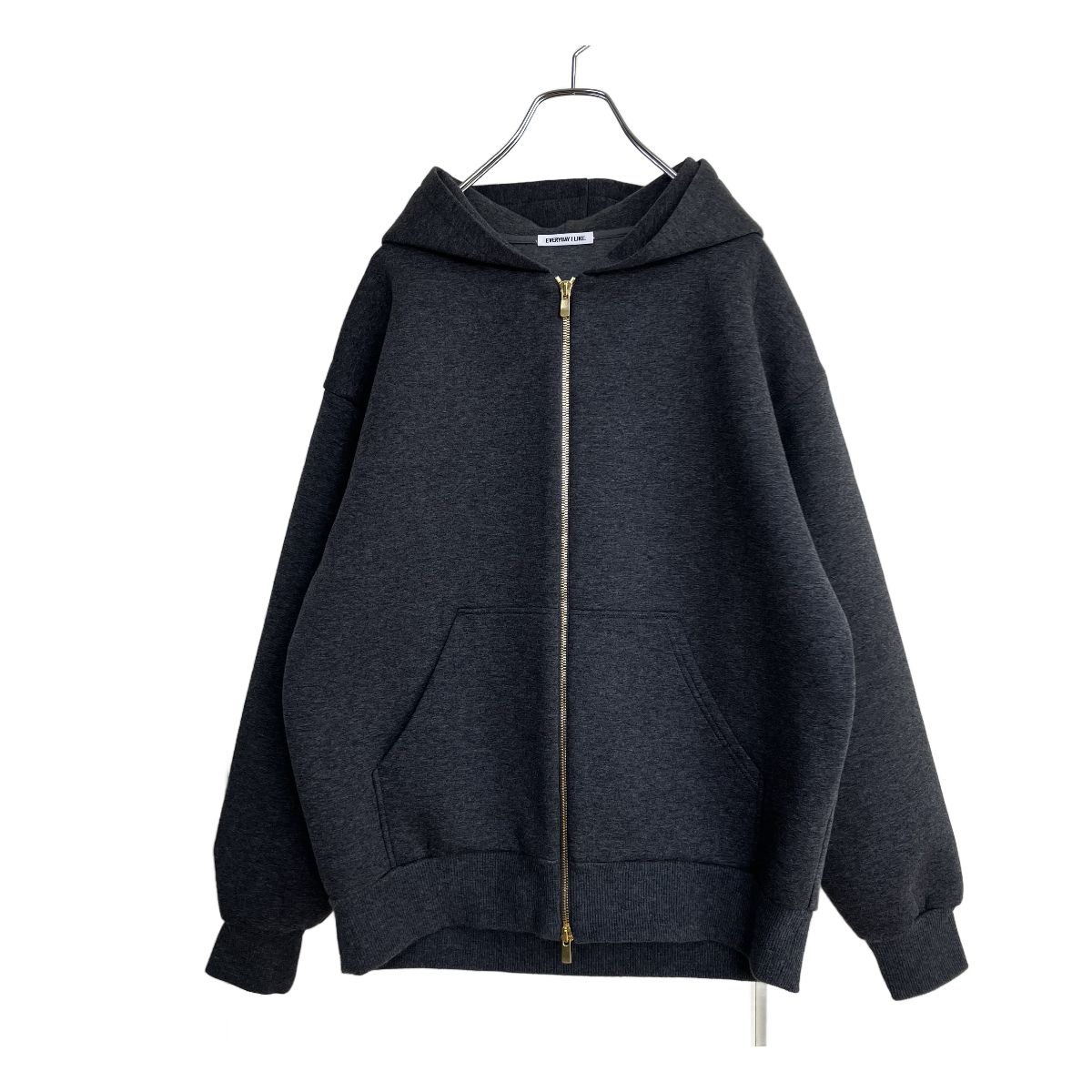 I LIKE. 2025 AW Oversized フーディー F グレー エブリデイアイライク コットン オーバーサイズ フード パーカー 24-070-500-8030-3-0