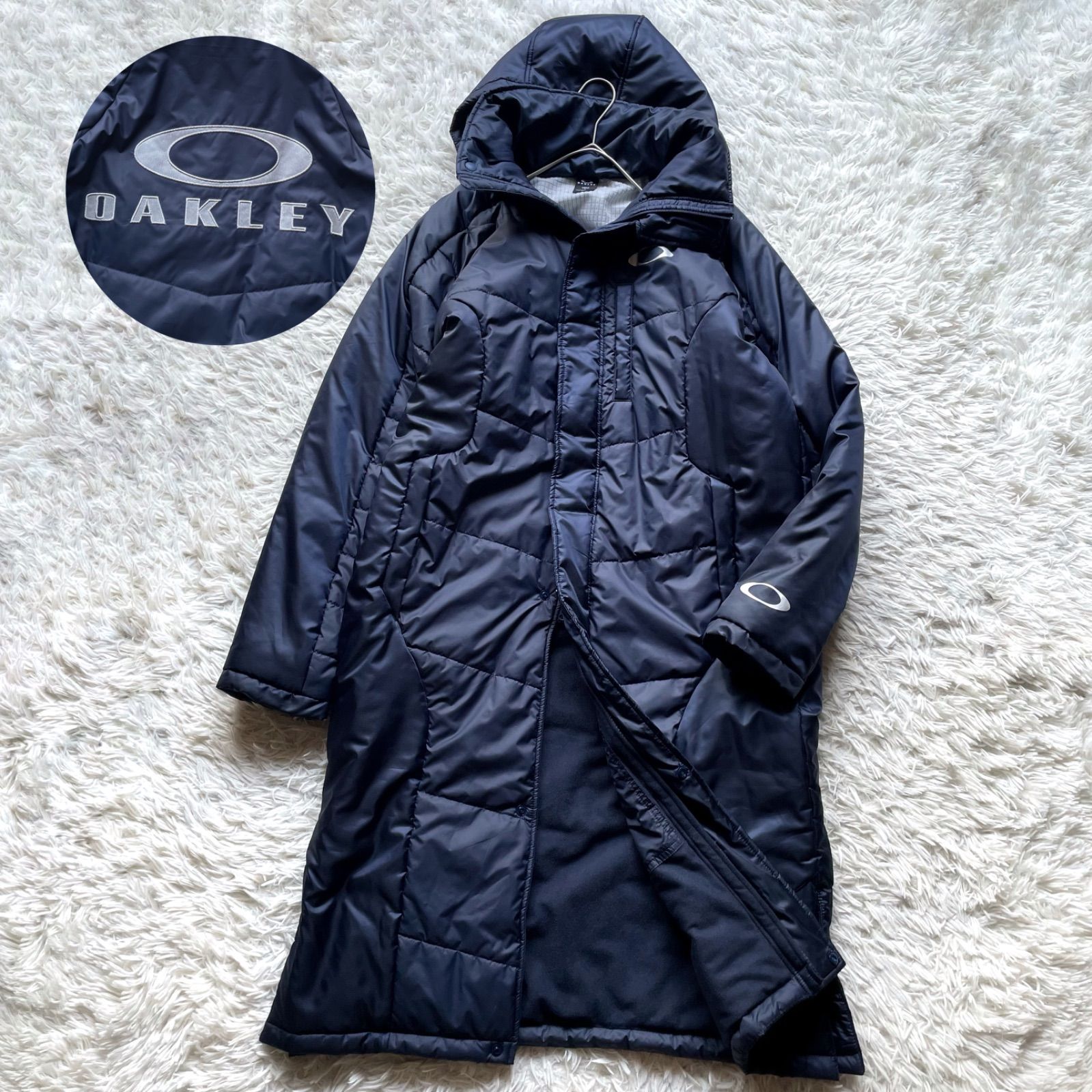 OAKLEY オークリー 美品 中綿ベンチコート ロング ビッグロゴ刺繍