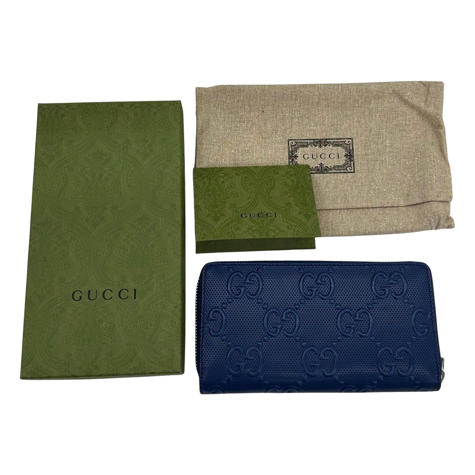 GUCCI グッチ GGエンボス ウォレット ラウンドファスナー長財布 6255558-203887 ブルー