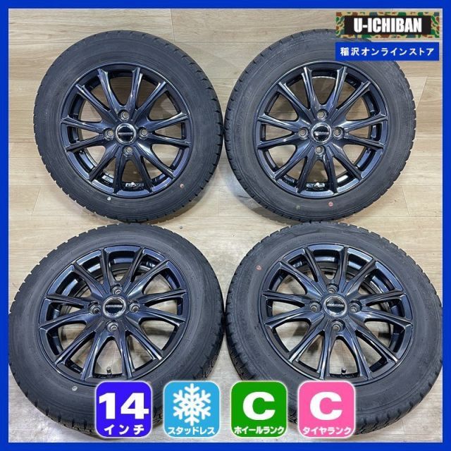 軽 軽自動車 等 WAREN 4 5 14 45 H 100 2020年製 ダンロップ WM 02 155 65 R 14インチ スタッドレス 4本セット 009