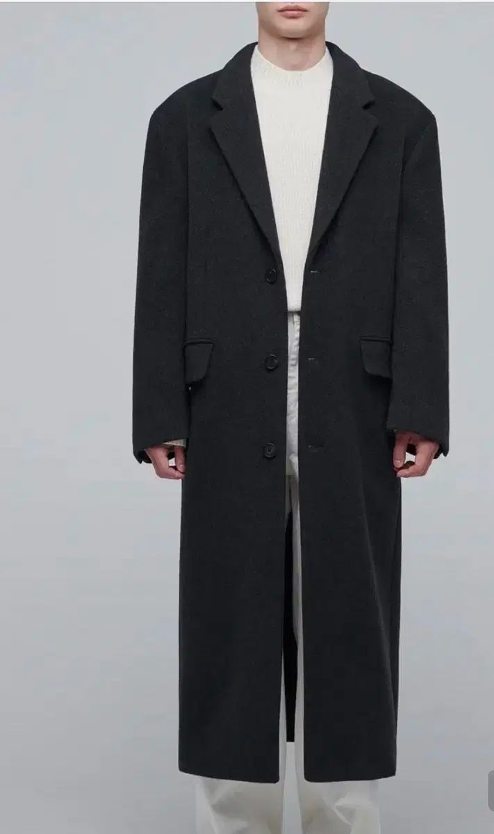 MUSINSA ムシンサ スタンダード カシミアブレンド BIG シングル マキシ コート チャコールグレー