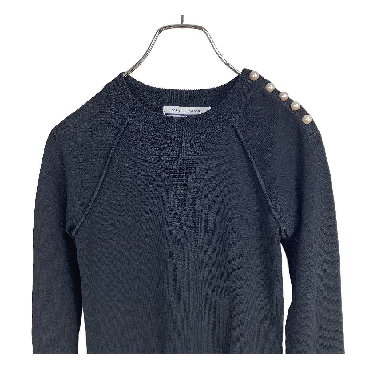 BORDERS at BALCONY SINGLE PEARL TOP 36 ブラック／黒 ボーダーズ