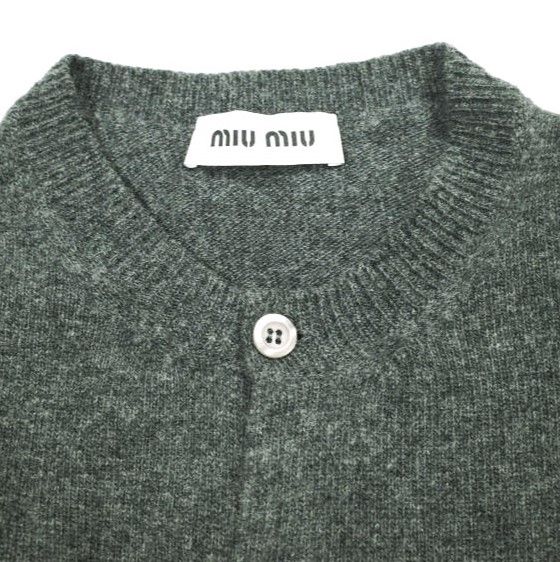 MIU MIU ミュウミュウ バージンウール クルーネックカーディガン 2024