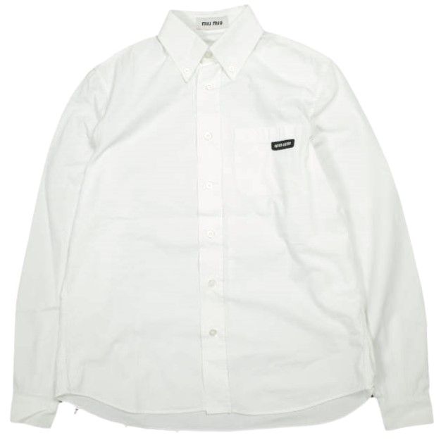 MIU MIU ミュウミュウ ロゴパッチ ボタンダウンシャツ 2024年モデル