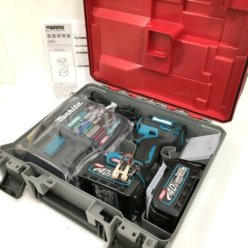 makita マキタ 充電式インパクトドライバ フルセット 40 Vmax 2.0 Ah ブルー コードレス 電動工具 DW 3702