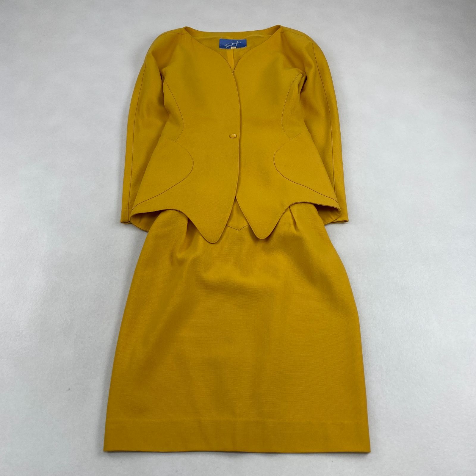 Thierry Mugler スーツ ティエリーミュグレー セットアップスーツ 80s 90s ヴィンテージ 変形 サイズ9 M L相当 イエロー