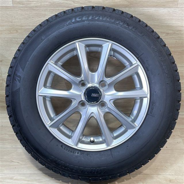 MAZDA 2 E 12ノート 等 PREO 5 14 45 4 H 100 ブリヂストン アイスパートナー2 185 70 R 14インチ スタッドレス 4本セット 009