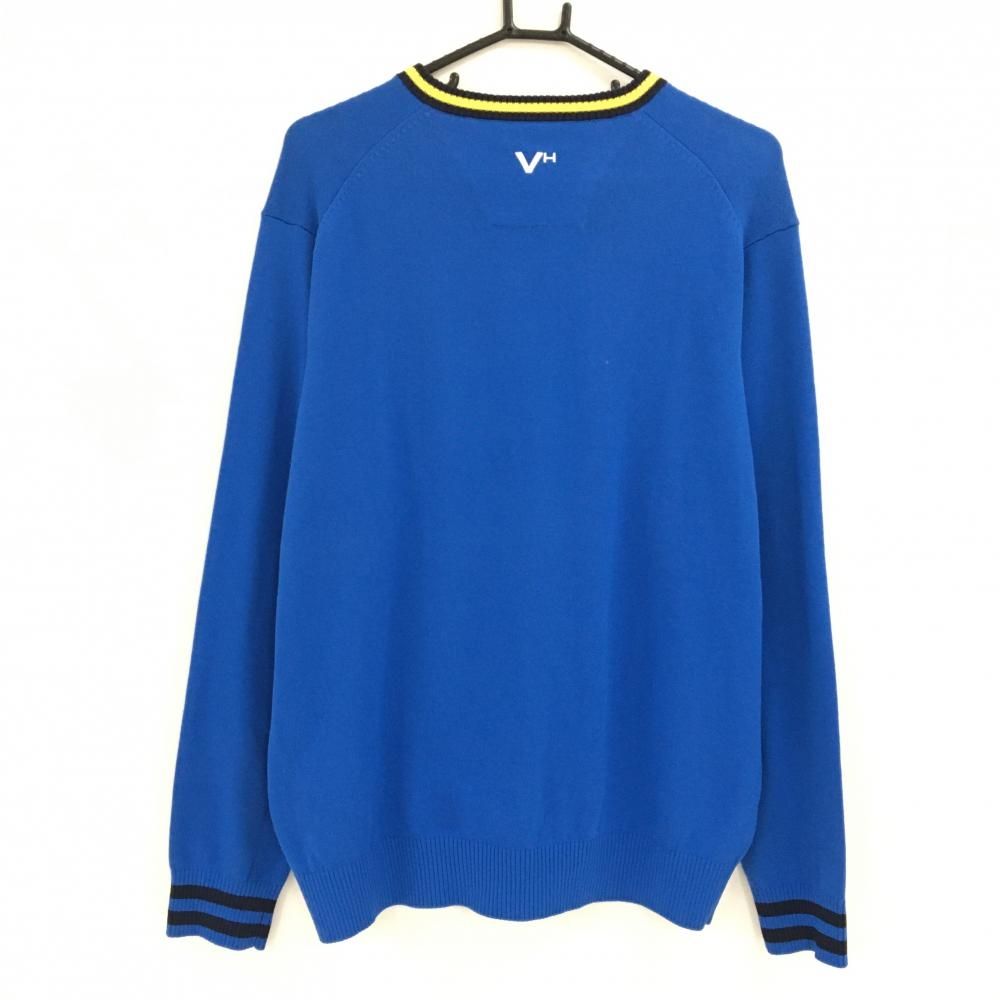 美品】ビバハート セーター ブルー×イエロー ニット アクリル混 V