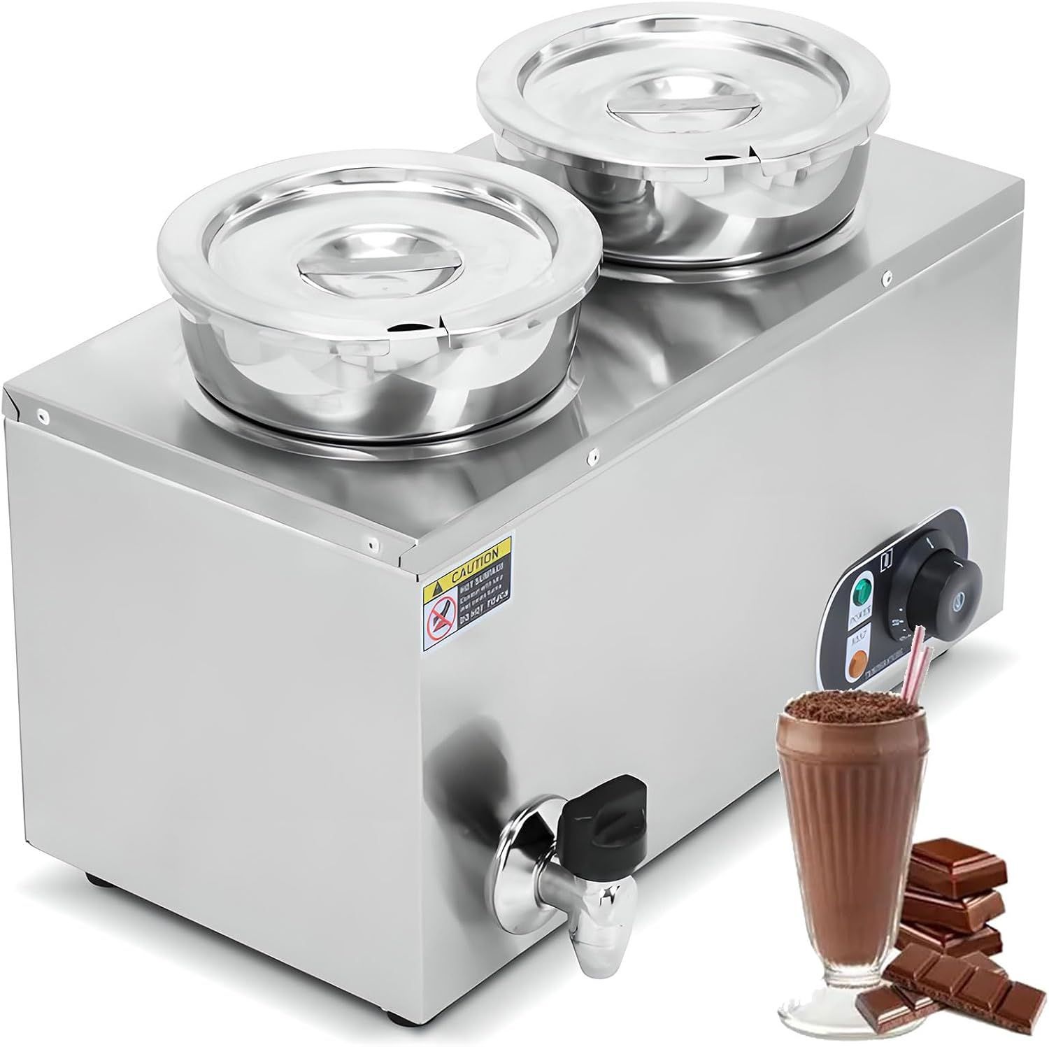 推薦 業務用スープウォーマー ステンレス製ジャム保温ディスペンサー 50 85℃温度調節 ビュッフェ レストラン ケータリング用のウェットウェルスープソースヒーター Double Head 7 L