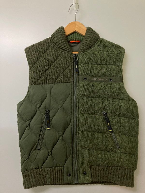 品 DIESEL ディーゼル ニット切替 ダウンベスト GREEN メンズ アウター 141 251208 em 15 min