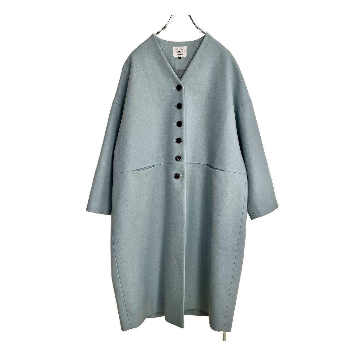 atelier naruse メルトンウールコクーンコート 2 ミントブルー ライト