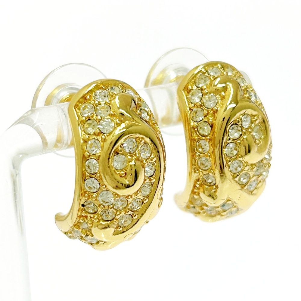 ◇クリスチャンディオール◇ラインストーン/CDロゴ/ピアス/ゴールド/ブランド 中古】Christian Dior クリスチャンディオール GP ラインストーン