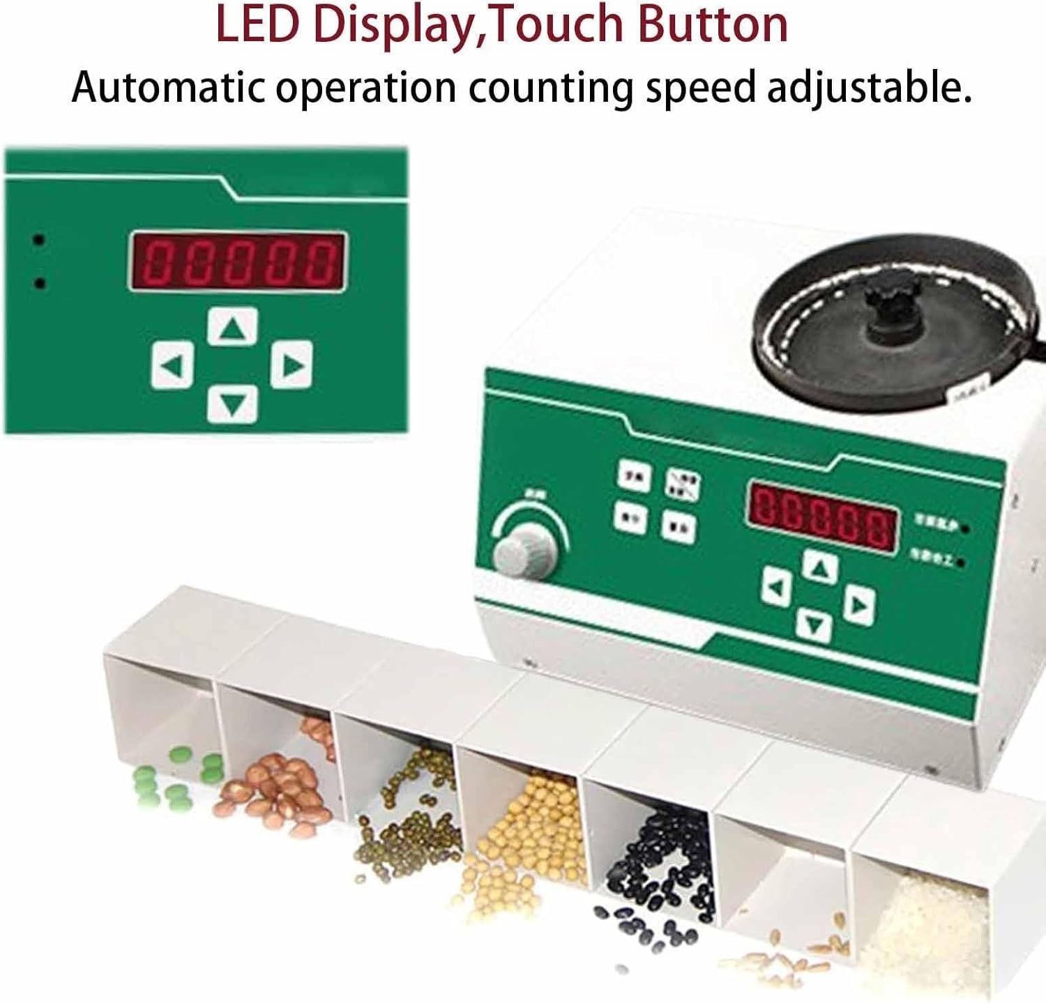 推薦 電気ライスシードカウンター 自動シードカウンターカウントマシン マイクロコンピューター制御 LEDディスプレイ付きの調整 速度 米 小麦 ソルガム トウモロコシ 野菜の種子