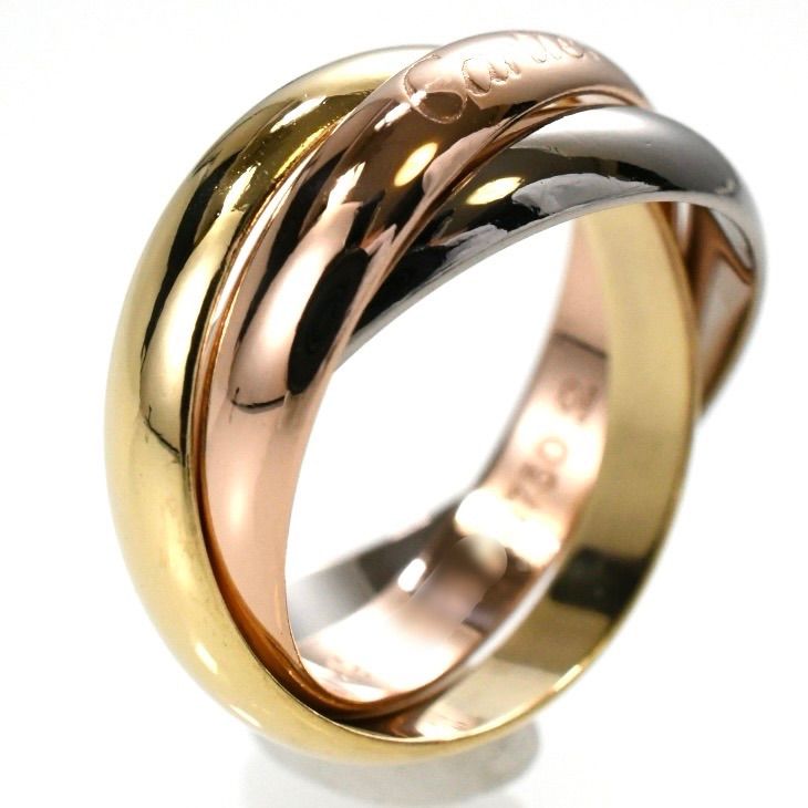 Cartier カルティエ トリニティリング MM スリー 3連リング K 18 SIZE 49 AU 750 クラシック 指輪