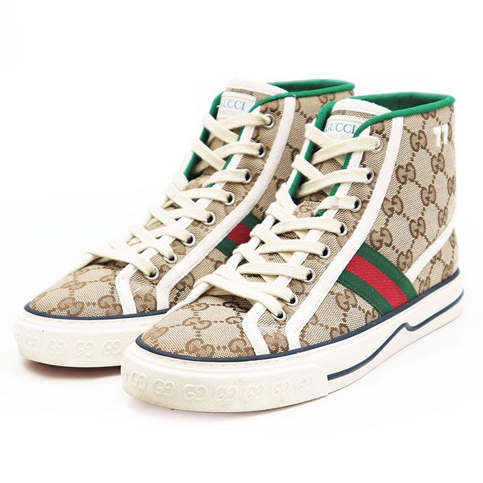 美品】GUCCI グッチ スニーカー ハイカット TENNIS 1977 GGキャンバス 