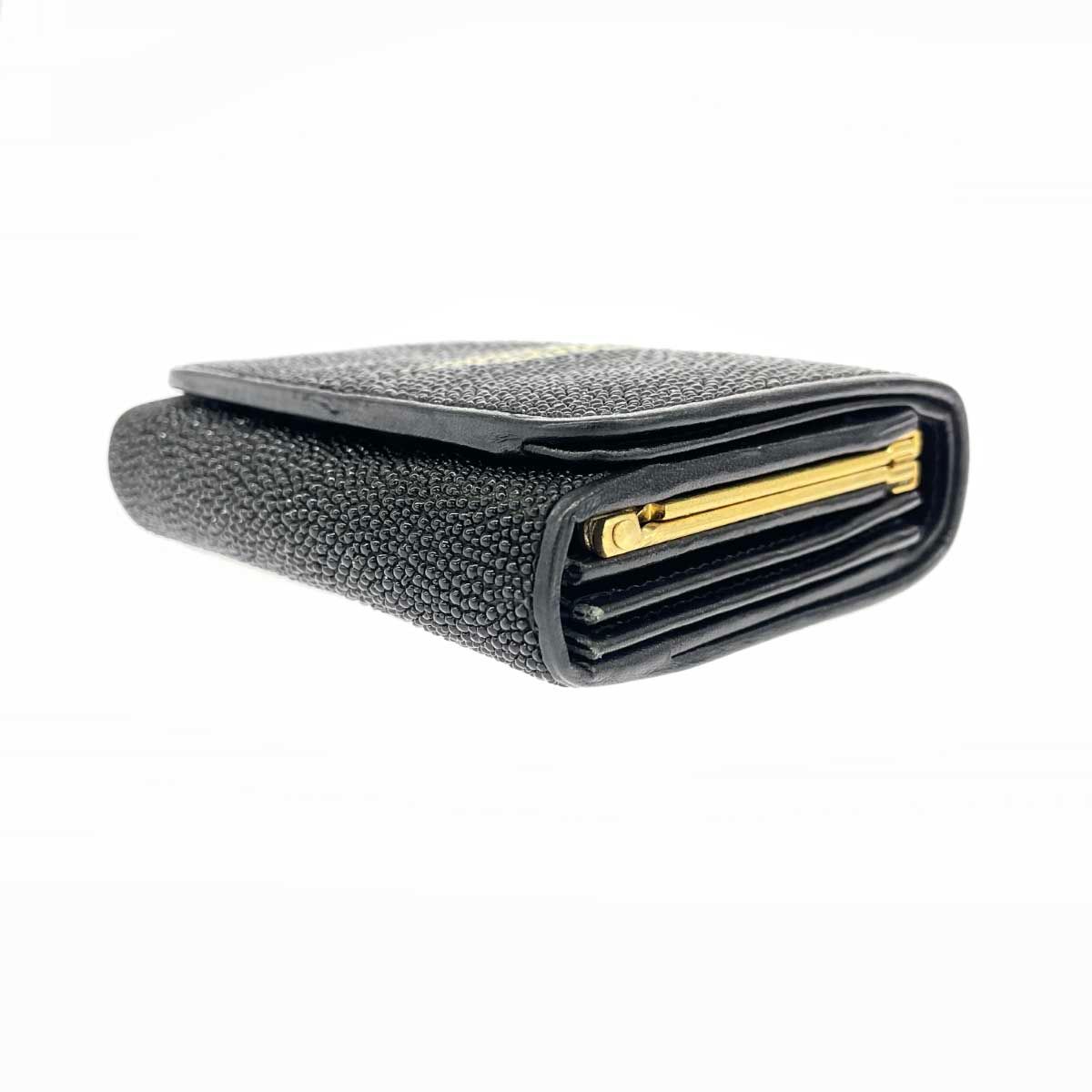 Stingray スティングレイ 二つ折りがま口財布  ガルーシャ/エイ革/    ブラック レディース / 240001176721 Stingray スティングレイ 二つ折りがま口財布 ガルーシャ/エイ革