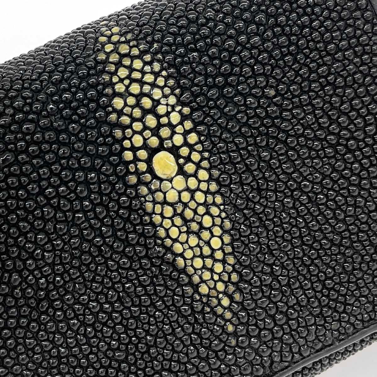 Stingray スティングレイ 二つ折りがま口財布  ガルーシャ/エイ革/    ブラック レディース / 240001176721 Stingray スティングレイ 二つ折りがま口財布 ガルーシャ/エイ革