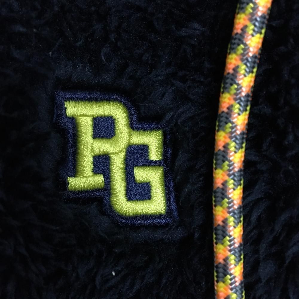 美品 パーリーゲイツ ファー パーカー ジャケット ロゴワッペン リブライン 美品】パーリーゲイツ ボアジップパーカー ダークネイビー ワッペン