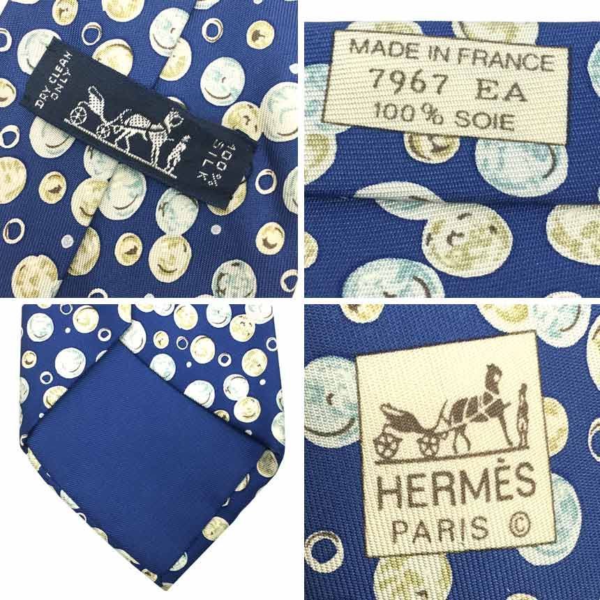 全国送料無料 HERMES エルメス ネクタイ ネイビー 水玉 ドット柄
