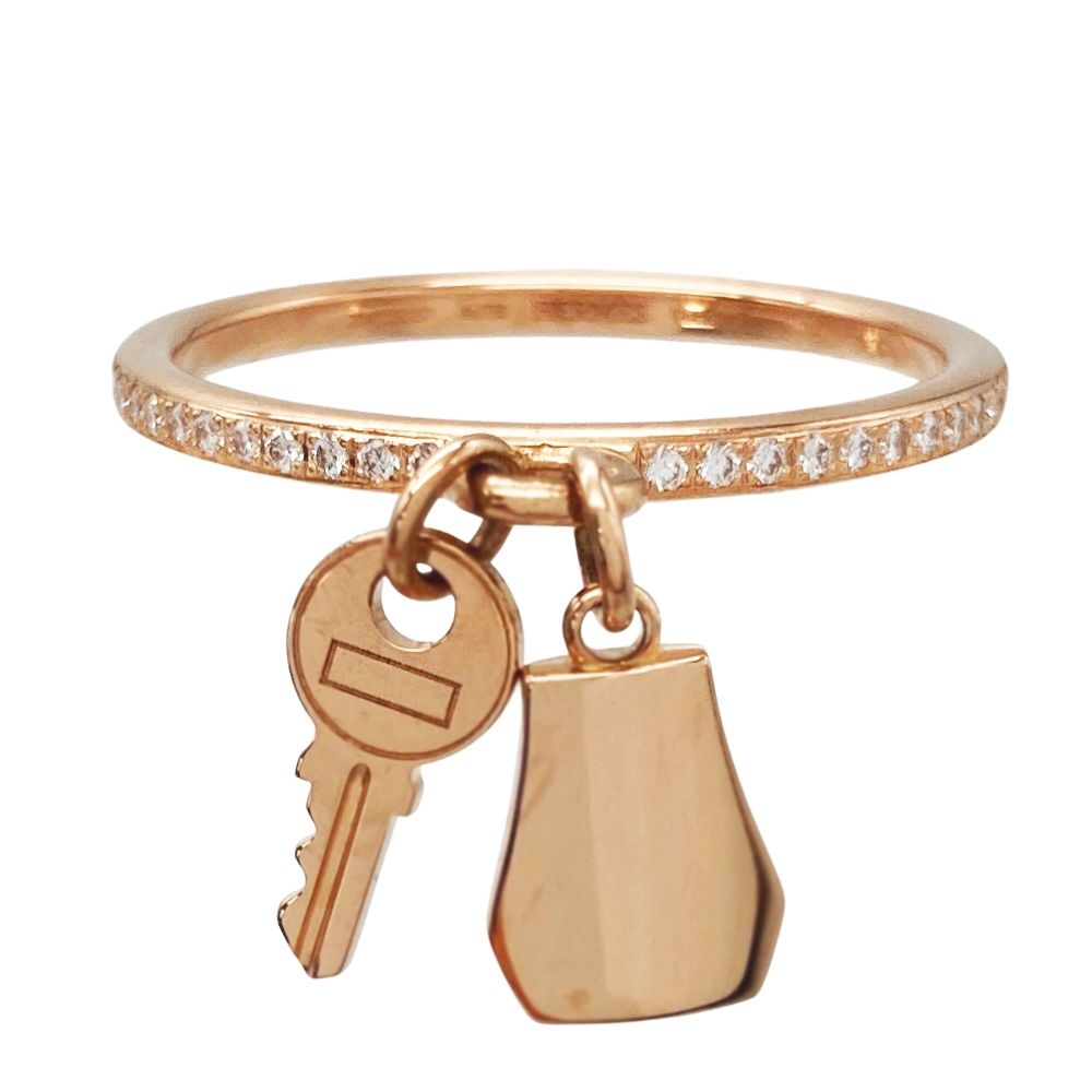 エルメス HERMES ケリー クロシェット リング 指輪 ダイヤモンド 55 K 18 PG 3 4 g ピンクゴールド レディース