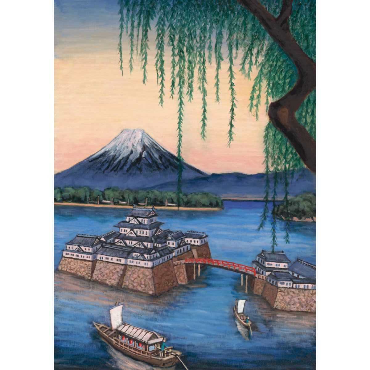 城と富士山 銭湯画 B お風呂ポスター 防水ポスター