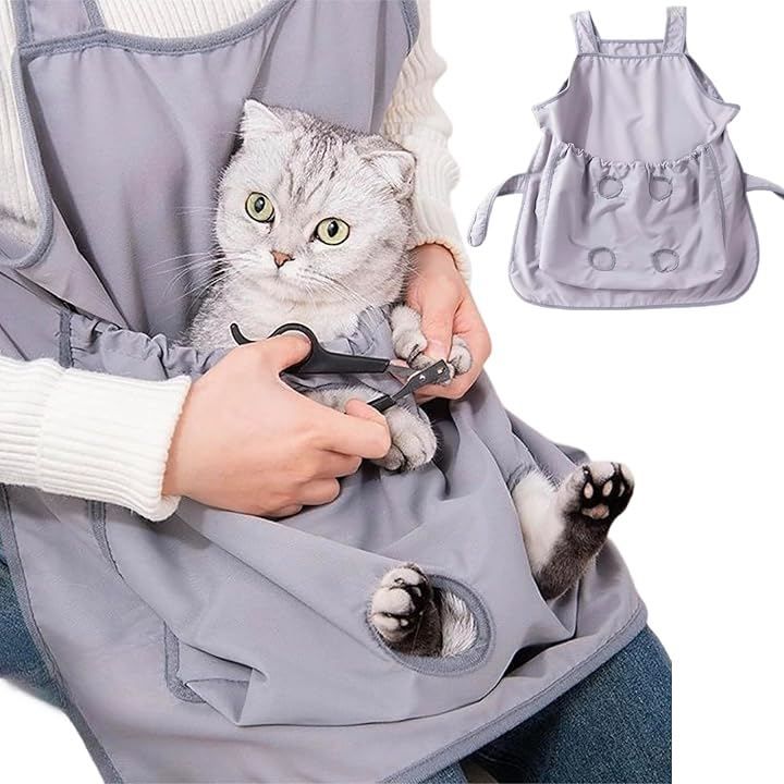 Thumbnail of Ailunate Cat Apron, Baby Carrier, Hugging Apron, with Leg Holes, Nail Clipping Support, Assistance, Breathable Material, Washable (Gray)